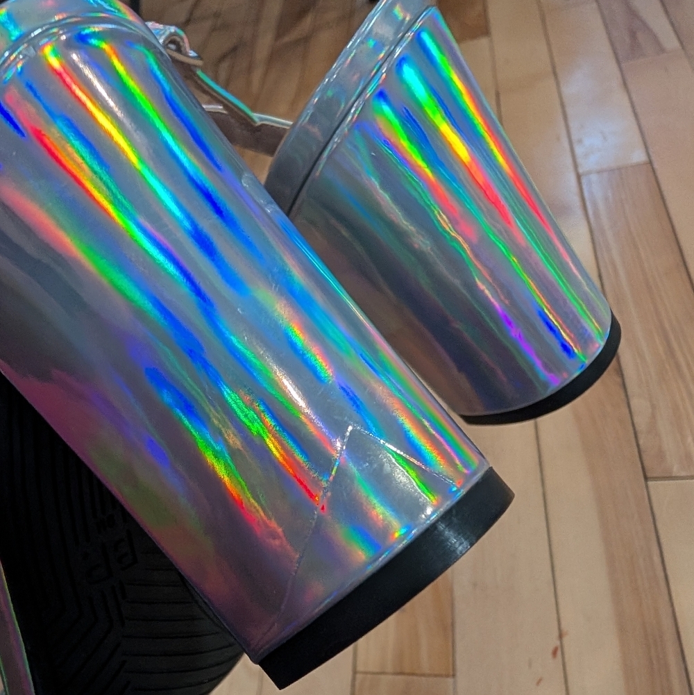 New! BP. | Lula Holographic Block Heel Sandals - Size 9 - Picture 12 of 13